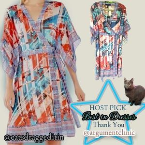 NWT $298 BCBGMaxAzria | Krystie | Poppy Comb | Silk Bohemian Kimono Dress